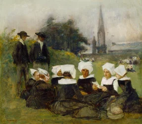 Studie för bretonska kvinnor vid en benådning, ca 1887 (se även 60974)